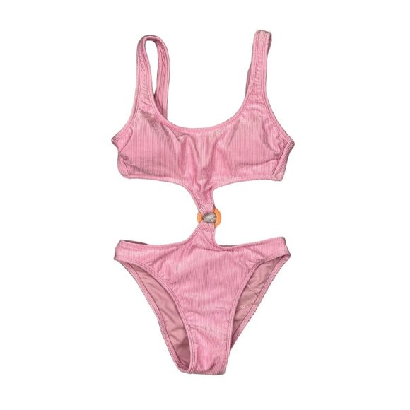Xhilaration One Piece Monokini Bathing Suit Size Small Womens Pink Cheeky Pink - Picture 4 of 9